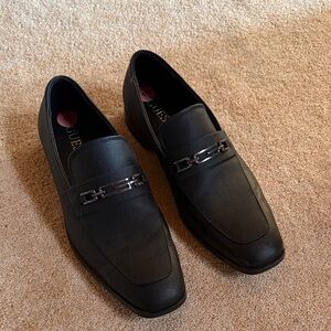 Guess Black Men's Slip-On Loafers with Silver Chain Detail